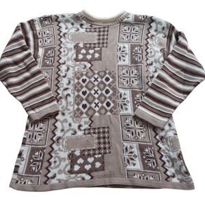Vintage Unbranded Grannycore Crazy Knit Mock Neck Sweater Holiday Hearts No Size